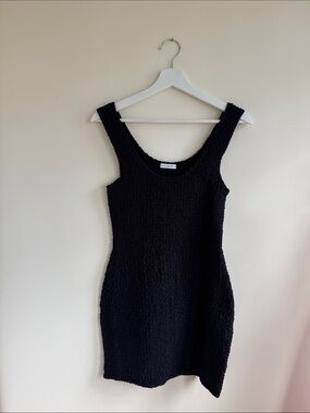 Textured Black Mini Tank Dress - Women's